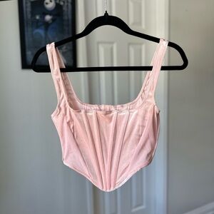 A velvet bustier crop top